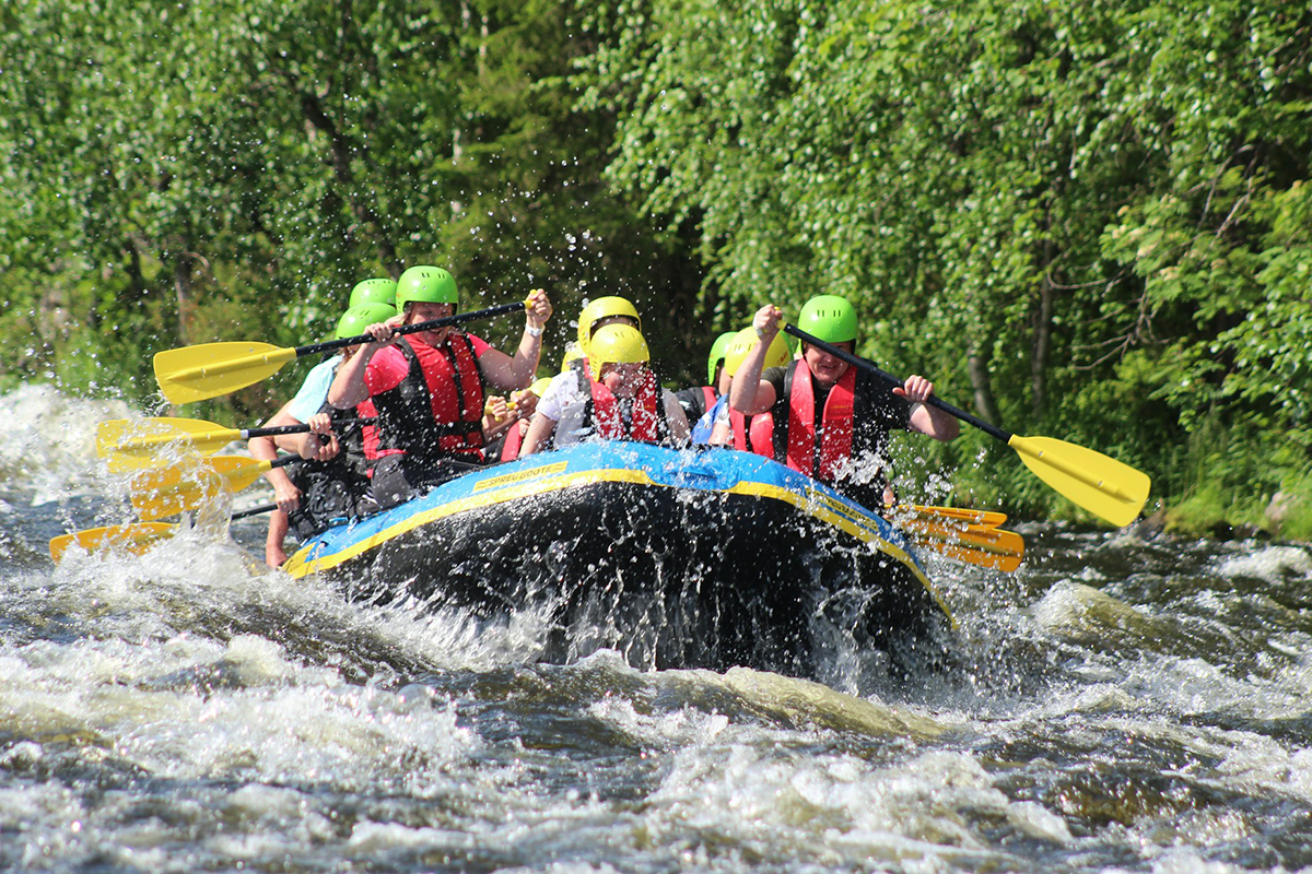 Friends on a whitewater rafting adventure